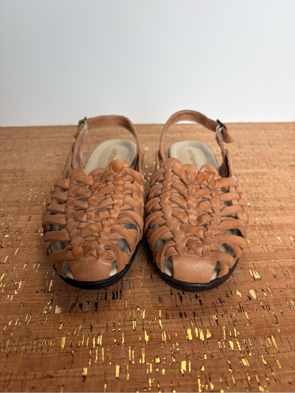 Softspots Woven Slingback Mules in Tan - Picture 2 of 9